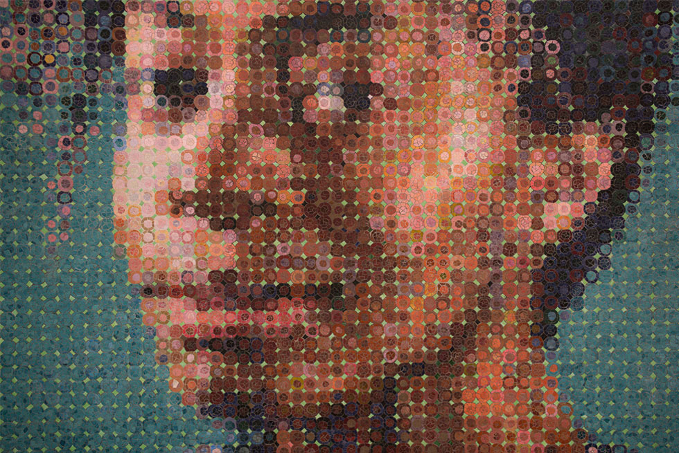 Chuck Close - photo-based mosaic. Depicting: Kara Walker